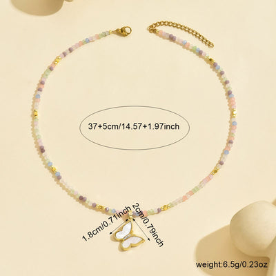 Olivenorma Natural Crystal Beads Sun Evil Eye Pendant Necklace