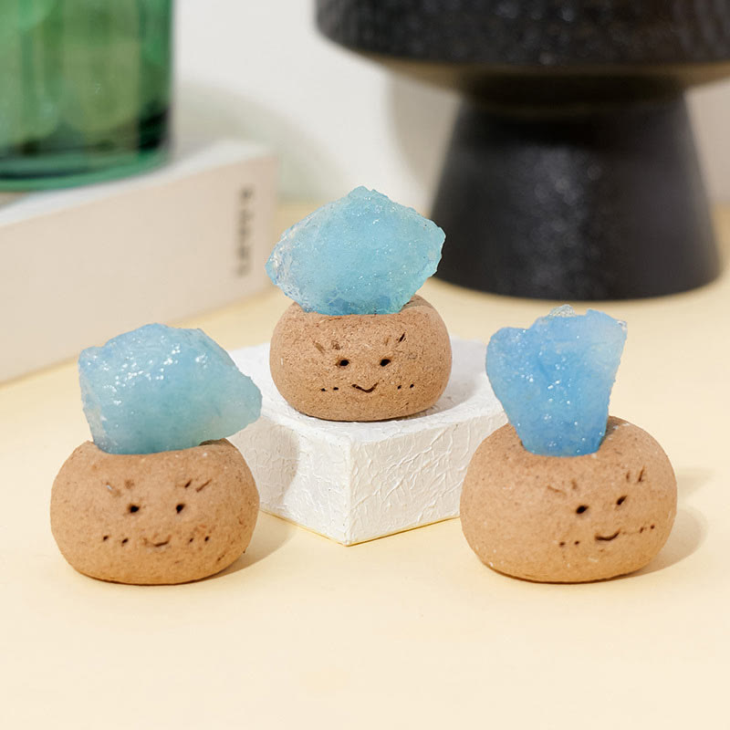 Olivenorma Natural Aquamarine Small Bean Decoration