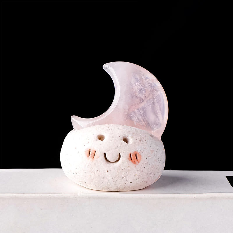Olivenorma Natural Crystal Moon Cut Small Bean Decoration