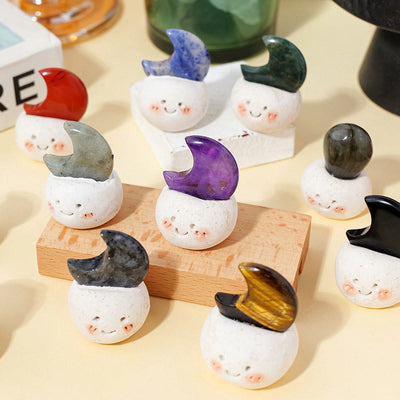 Olivenorma Natural Crystal Moon Cut Small Bean Decoration