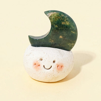 Olivenorma Natural Crystal Moon Cut Small Bean Decoration