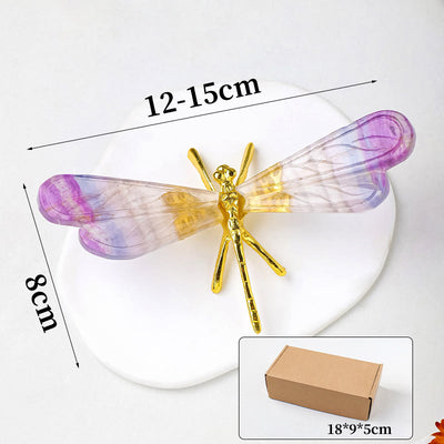 Olivenorma Natural Rainbow Fluorite Dragonfly Gemstone Decoration