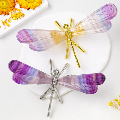 Olivenorma Natural Rainbow Fluorite Dragonfly Gemstone Decoration