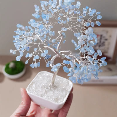 Olivenorma Natural Aquamarine Ceramic Base Feng Shui Tree