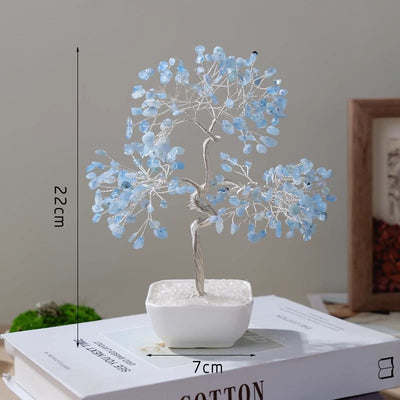 Olivenorma Natural Aquamarine Ceramic Base Feng Shui Tree