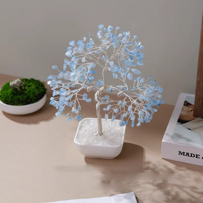 Olivenorma Natural Aquamarine Ceramic Base Feng Shui Tree