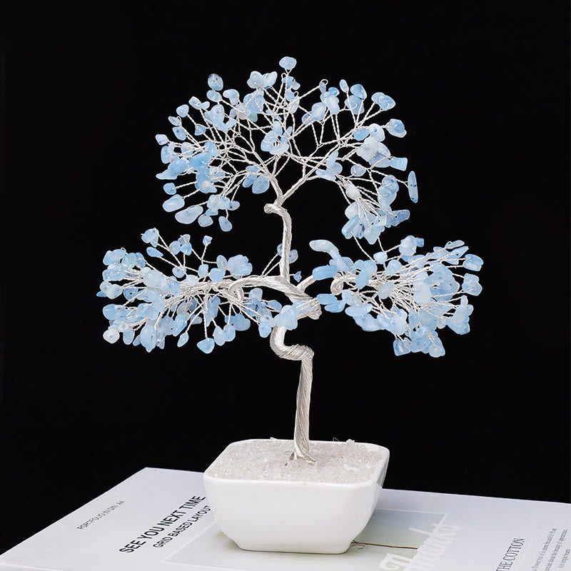 Olivenorma Natural Aquamarine Ceramic Base Feng Shui Tree