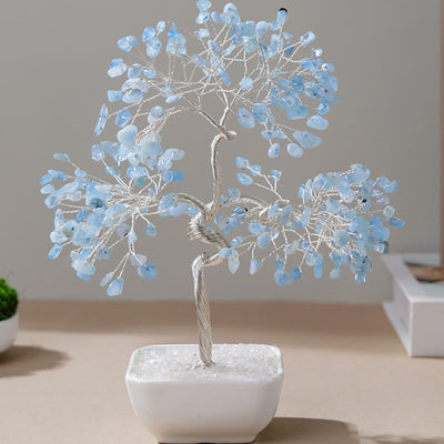 Olivenorma Natural Aquamarine Ceramic Base Feng Shui Tree
