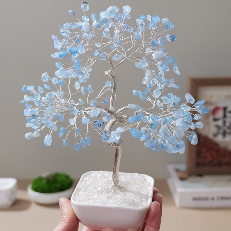 Olivenorma Natural Aquamarine Ceramic Base Feng Shui Tree