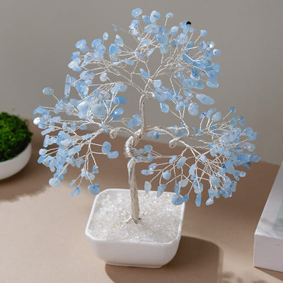 Olivenorma Natural Aquamarine Ceramic Base Feng Shui Tree