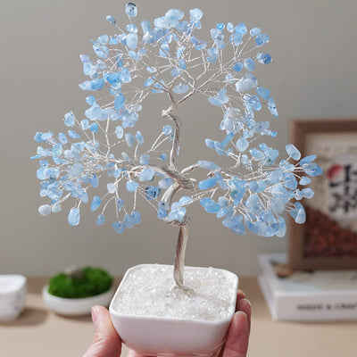 Olivenorma Natural Aquamarine Ceramic Base Feng Shui Tree