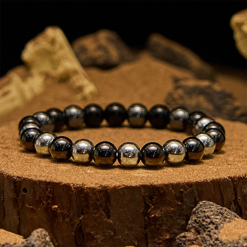 Olivenorma 8mm Hematite Obsidian Beads Men Bracelet