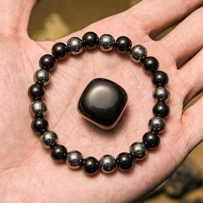 Olivenorma 8mm Hematite Obsidian Beads Men Bracelet
