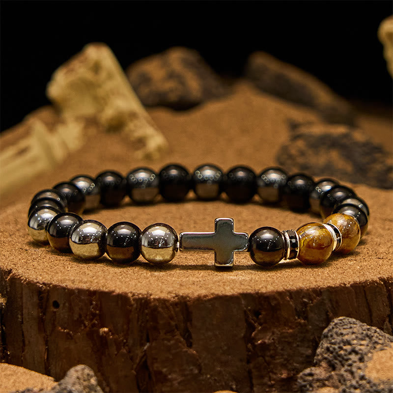 Olivenorma 8mm Hematite Obsidian Tiger Eye Beads Men Bracelet
