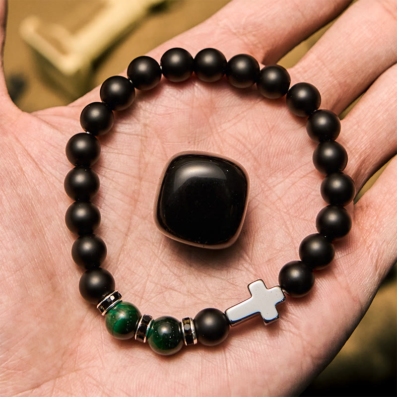 Olivenorma 8mm Hematite Obsidian Tiger Eye Beads Men Bracelet