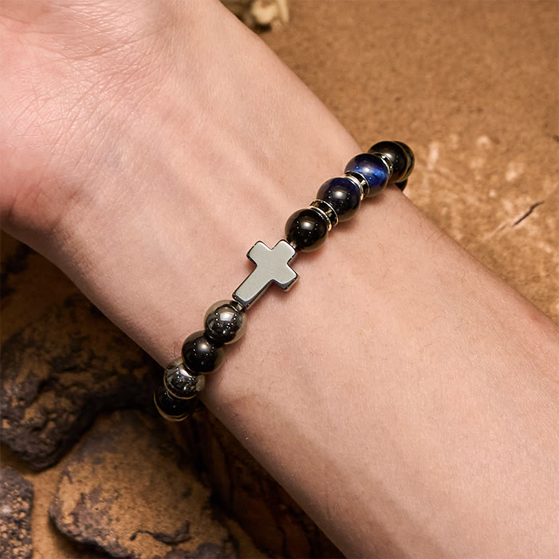 Olivenorma 8mm Hematite Obsidian Tiger Eye Beads Men Bracelet