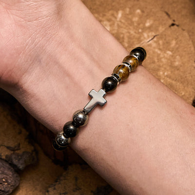 Olivenorma 8mm Hematite Obsidian Tiger Eye Beads Men Bracelet