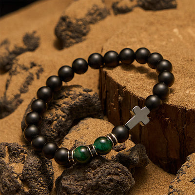 Olivenorma 8mm Hematite Obsidian Tiger Eye Beads Men Bracelet