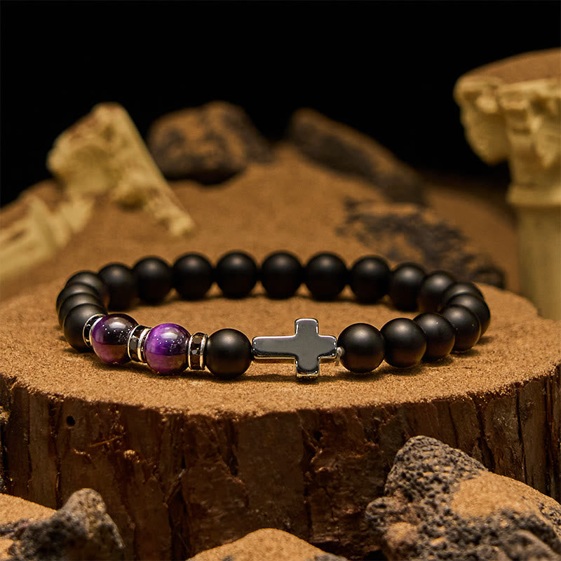 Olivenorma 8mm Hematite Obsidian Tiger Eye Beads Men Bracelet
