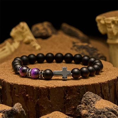 Olivenorma 8mm Hematite Obsidian Tiger Eye Beads Men Bracelet