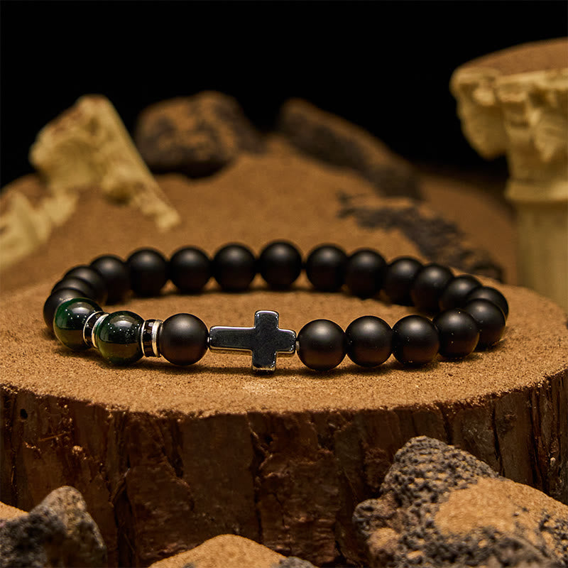 Olivenorma 8mm Hematite Obsidian Tiger Eye Beads Men Bracelet