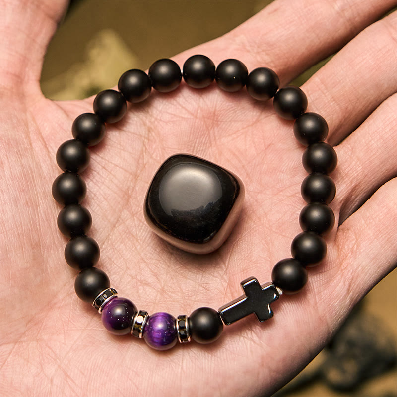 Olivenorma 8mm Hematite Obsidian Tiger Eye Beads Men Bracelet