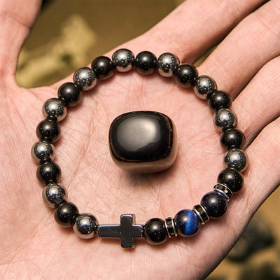 Olivenorma 8mm Hematite Obsidian Tiger Eye Beads Men Bracelet