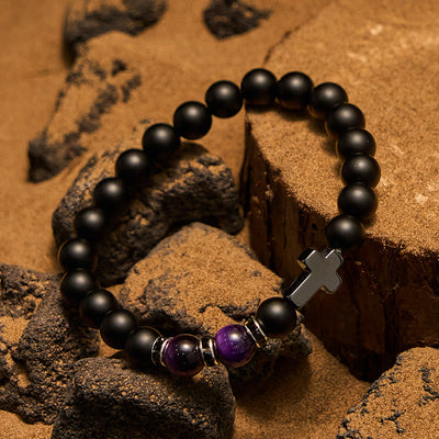 Olivenorma 8mm Hematite Obsidian Tiger Eye Beads Men Bracelet