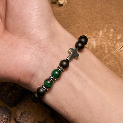 Olivenorma 8mm Hematite Obsidian Tiger Eye Beads Men Bracelet