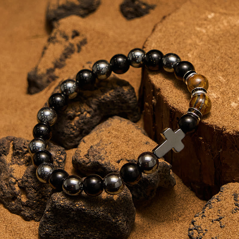 Olivenorma 8mm Hematite Obsidian Tiger Eye Beads Men Bracelet
