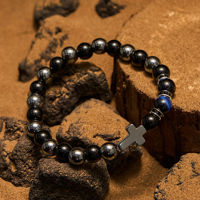 Olivenorma 8mm Hematite Obsidian Tiger Eye Beads Men Bracelet