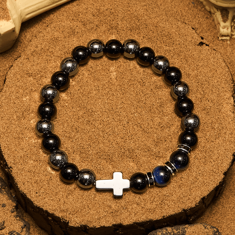 Olivenorma 8mm Hematite Obsidian Tiger Eye Beads Men Bracelet