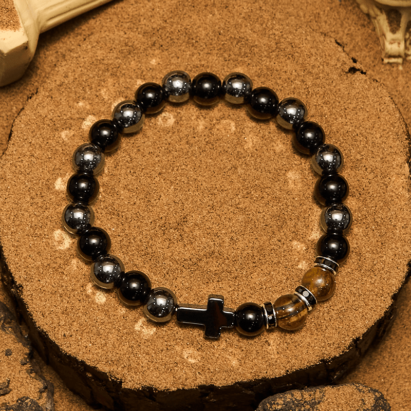 Olivenorma 8mm Hematite Obsidian Tiger Eye Beads Men Bracelet