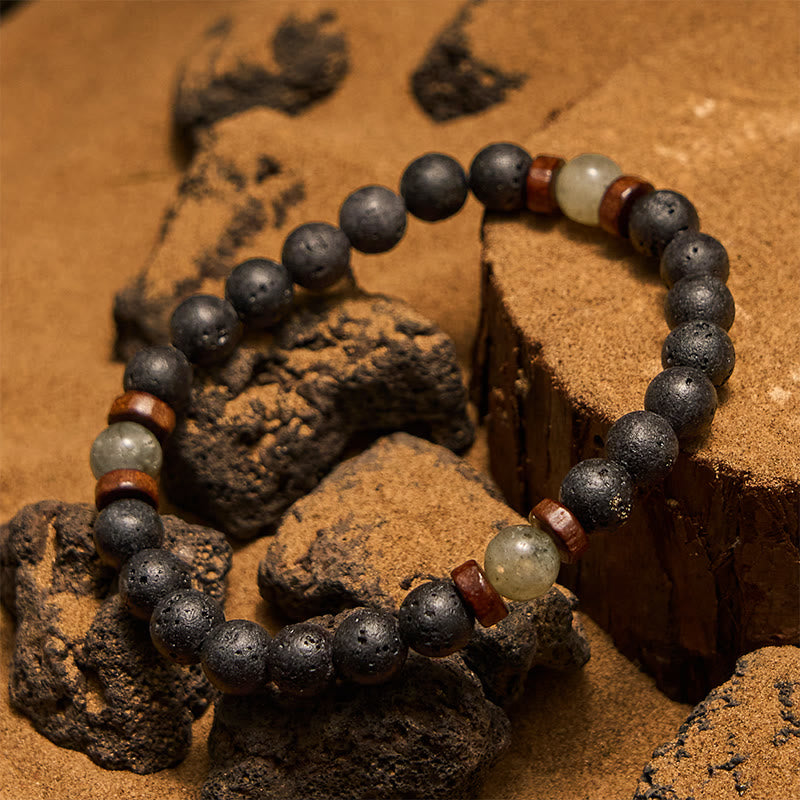 Olivenorma 8mm Bronzite Labradorite Lava Stone Beads Bracelet
