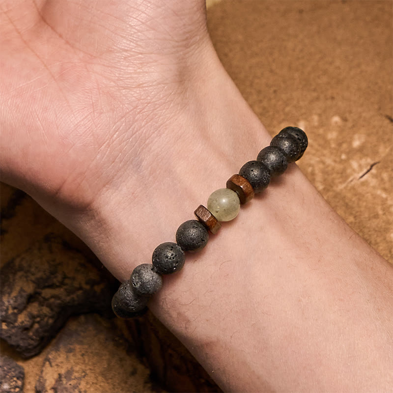 Olivenorma 8mm Bronzite Labradorite Lava Stone Beads Bracelet