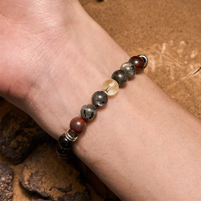 Olivenorma Mahogany Obsidian Labradorite Beads Men Bracelet