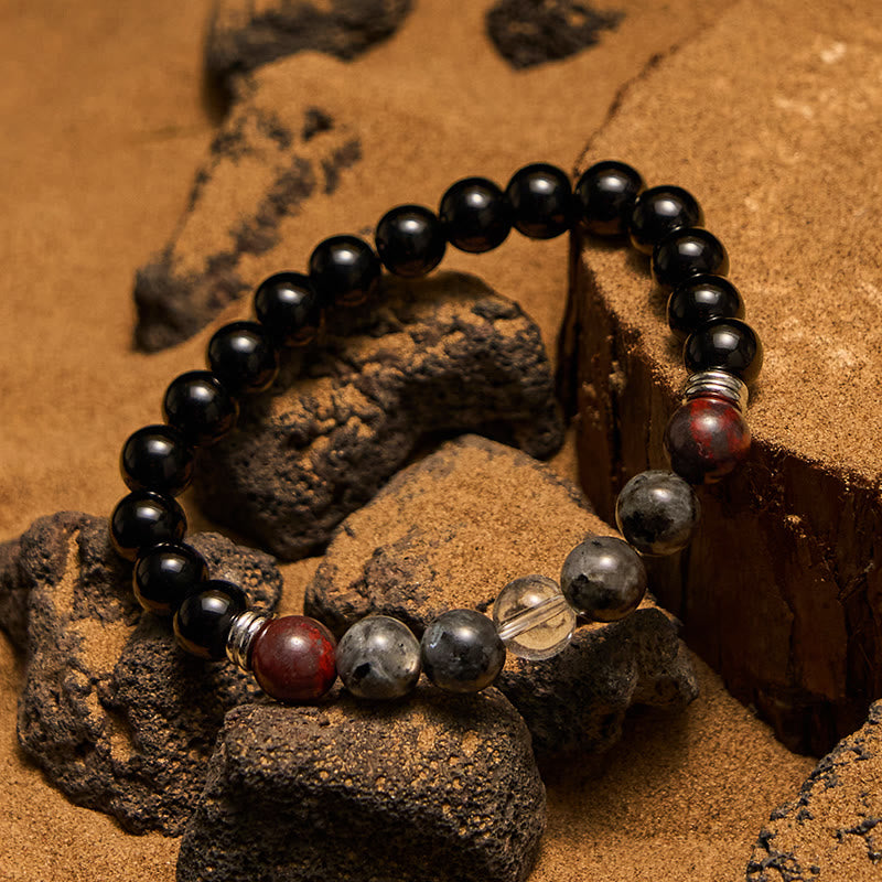 Olivenorma Mahogany Obsidian Labradorite Beads Men Bracelet