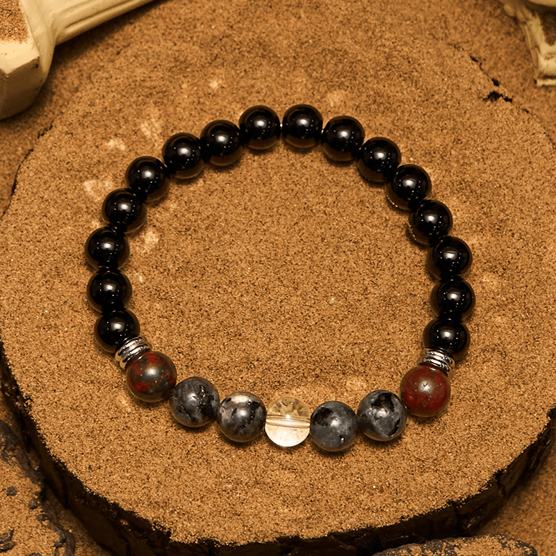 Olivenorma Mahogany Obsidian Labradorite Beads Men Bracelet
