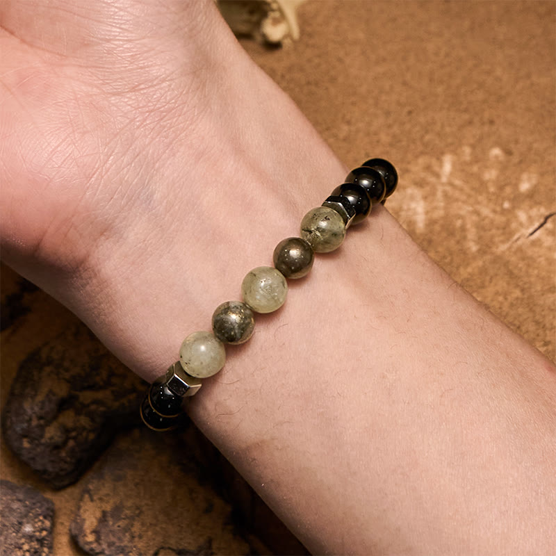 Olivenorma Labradorite Obsidian Smoky Quartz Beaded Bracelet