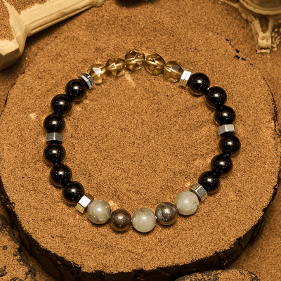 Olivenorma Labradorite Obsidian Smoky Quartz Beaded Bracelet