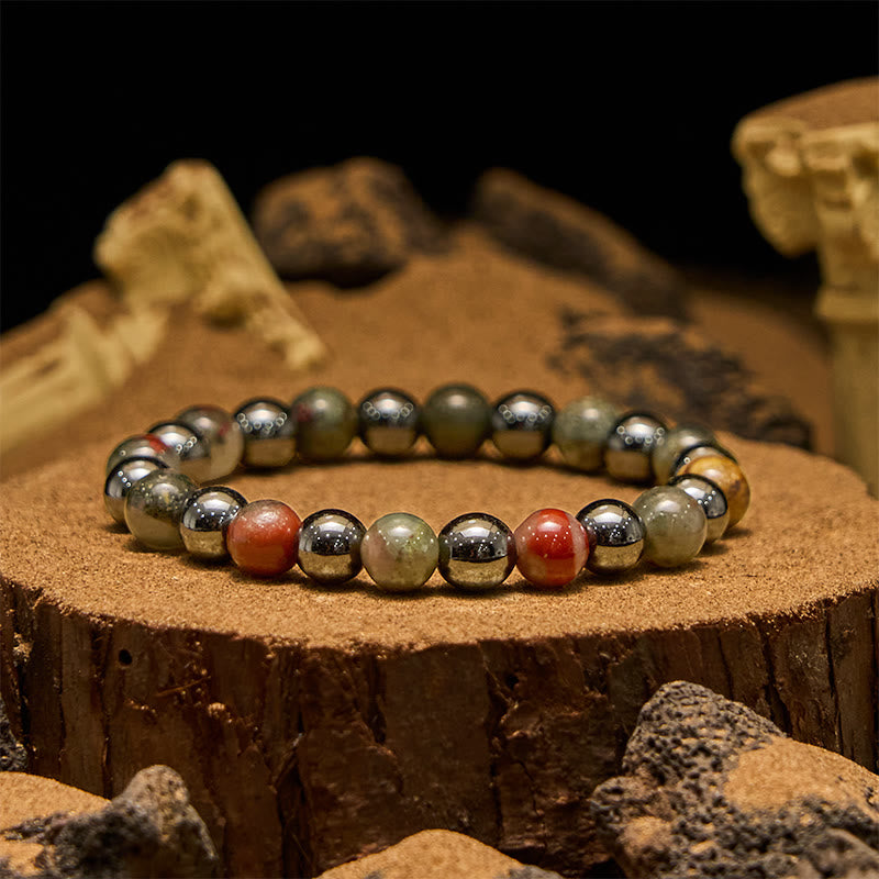 Olivenorma Dragon Blood Stone Hematite Beads Bracelet
