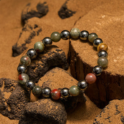 Olivenorma Dragon Blood Stone Hematite Beads Bracelet