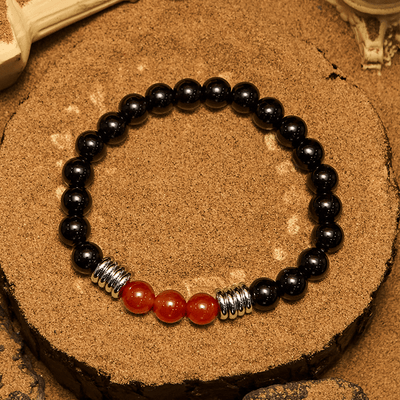 Olivenorma 8mm Obsidian Red Agate Beaded Bracelet