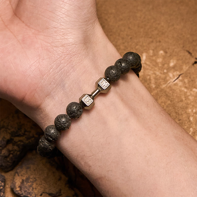 Olivenorma 8mm Natural Stone Dumbbell Pendant Beaded Bracelet