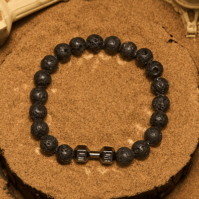 Olivenorma 8mm Natural Stone Dumbbell Pendant Beaded Bracelet