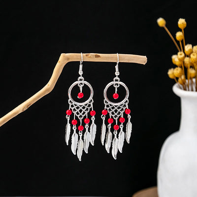 Olivenorma Retro Ethnic Style Bohemian Tassel Turquoise Earrings