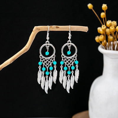 Olivenorma Retro Ethnic Style Bohemian Tassel Turquoise Earrings