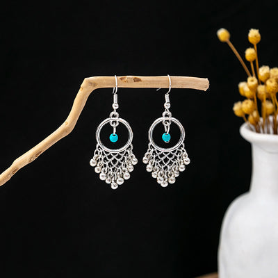 Olivenorma Retro Ethnic Style Bohemian Tassel Turquoise Earrings