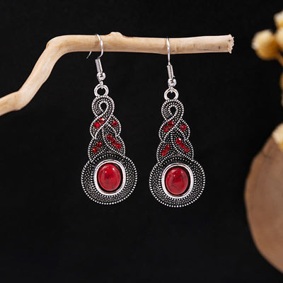 Olivenorma Retro Ethnic Style Bohemian Tassel Turquoise Earrings