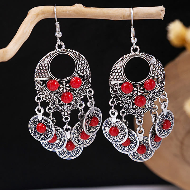Olivenorma Retro Ethnic Style Bohemian Tassel Turquoise Earrings